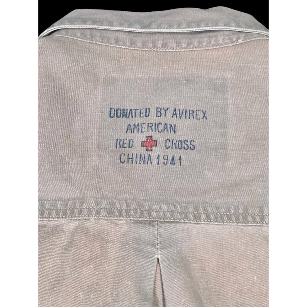 Vintage Avirex Shirt First Air Commando Group Military WW2 Angel 2XL Tan Lined - Picture 6 of 12